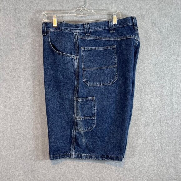 VINTAGE Wrangler Denim Carpenter Painter Jean Baggy Shorts Men Size 42 Blue Y2K - Picture 11 of 13